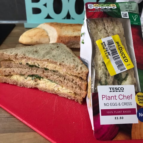 Tesco Plant Chef, No Egg & Cress Sandwich, ready to eat, fresh & chilled, food, review