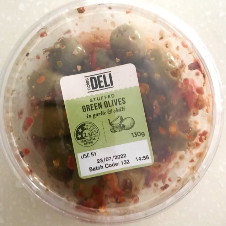 Coles Deli Stuffed Green Olives with Garlic & Chilli Review abillion