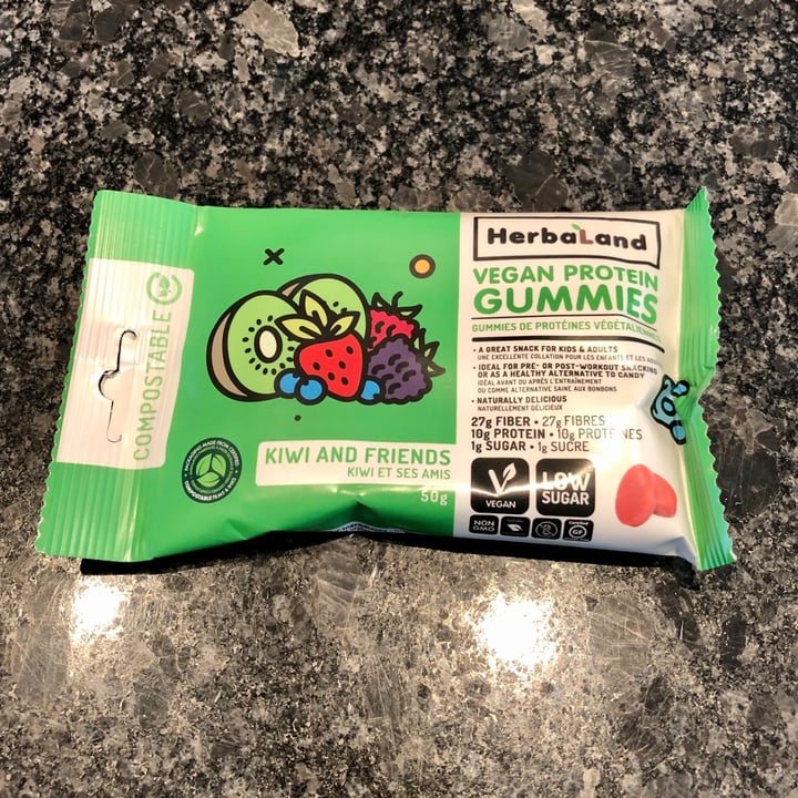 HerbaLand Vegan Protein Gummies Kiwi Review abillion