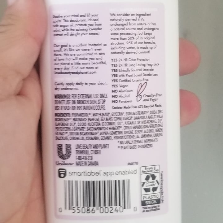 review photo of Love Beauty and Planet Argan Oil & Lavender Deodorant shared by @anniemae23 on 02 Apr 2022 - review