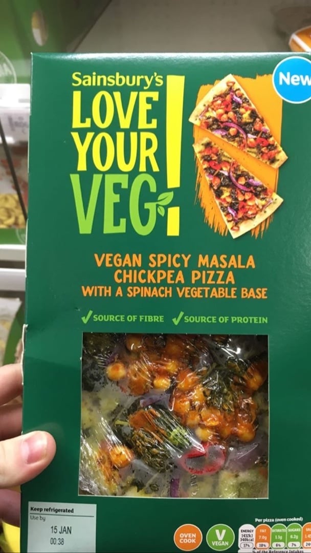 Sainsbury's Vegan Spicy Masala Chickpea Pizza With a Spinach Vegetable