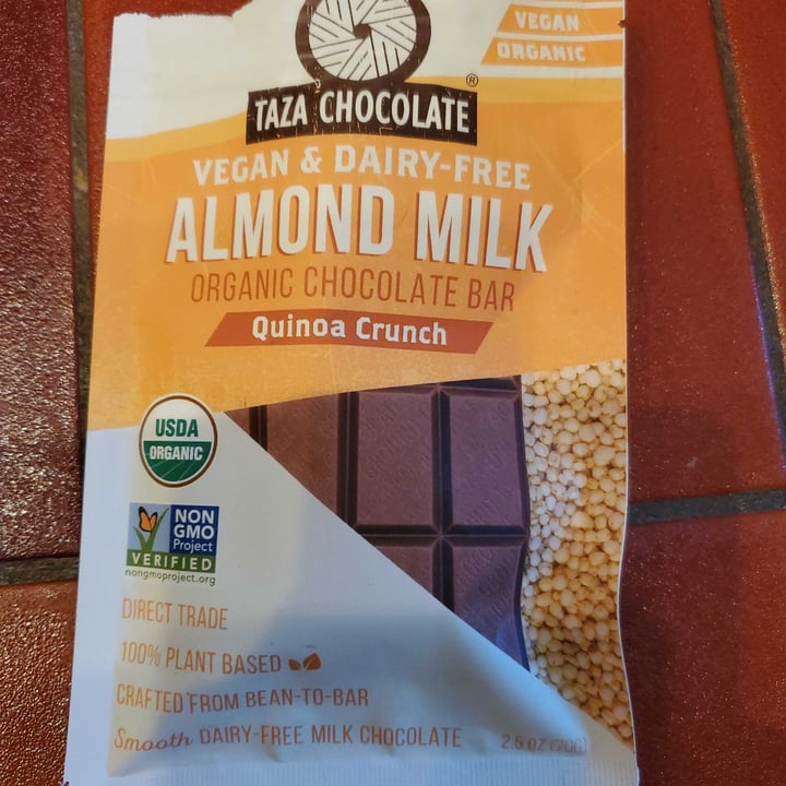 Taza Chocolate Almond Milk Chocolate Quinoa Crunch Bar Review abillion