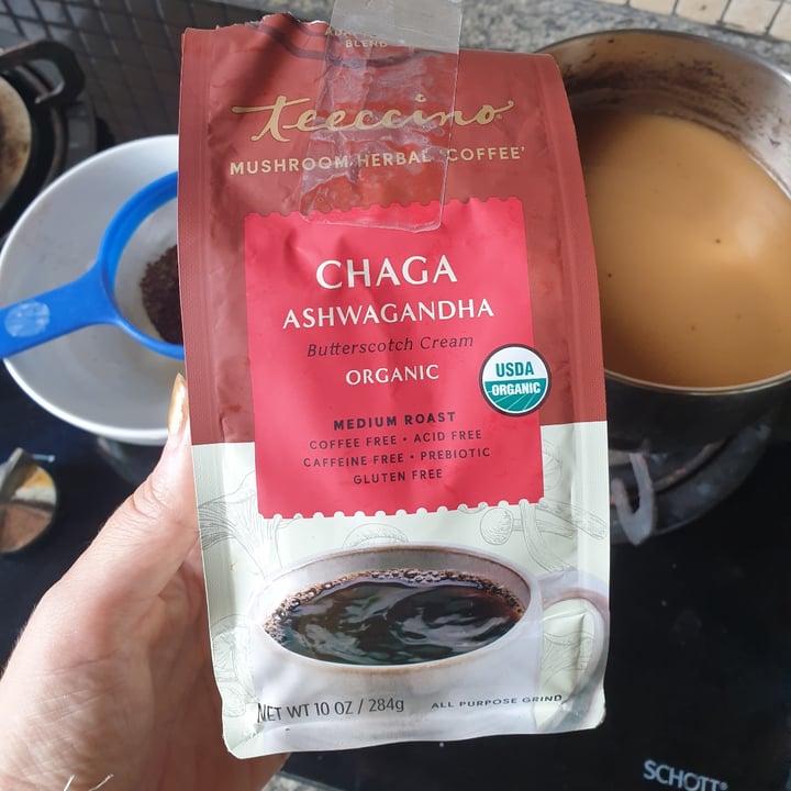 Teeccino Chaga ashwagandha butterscotch cream mushroom herbal coffee