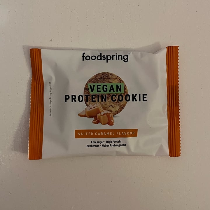 Foodspring vegan protein cookie salted caramel flavor Review abillion
