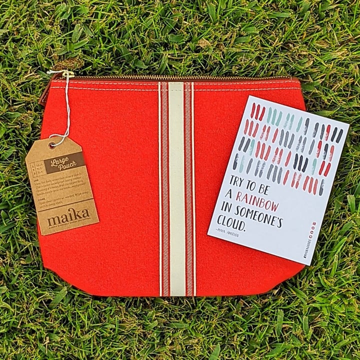 Maika Goods Large Lined Travel Pouch Mod Stripe Red / Cream Reviews