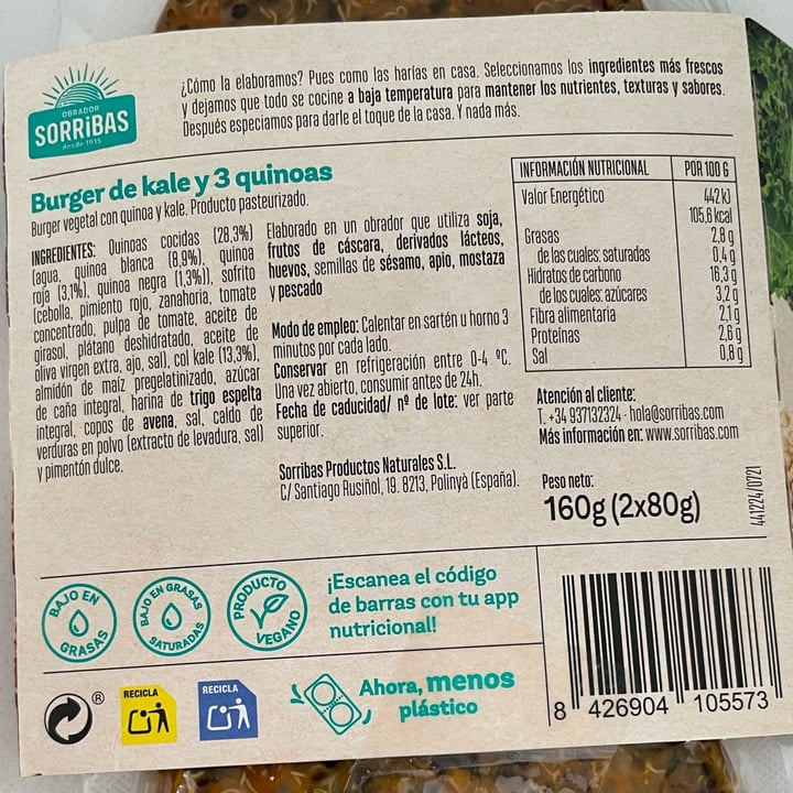review photo of Sorribas Burguer de kale y 3 quinoas shared by @tmb7 on 16 Aug 2022 - review