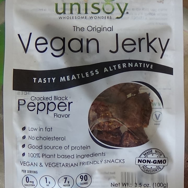 Unisoy Wholesome Wonders Cracked Black Pepper Vegan Jerky Review abillion
