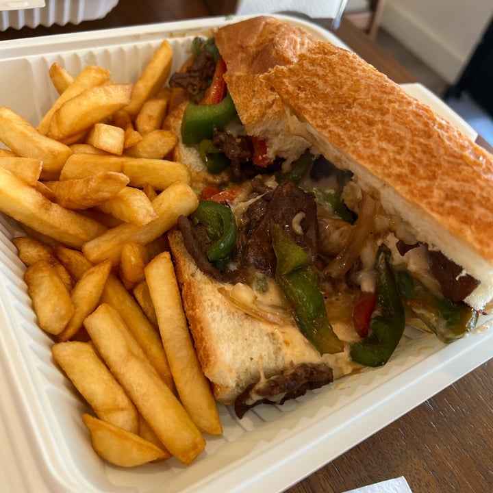 Loving Hut Glendora, United States Philly “cheese steak” sandwich and