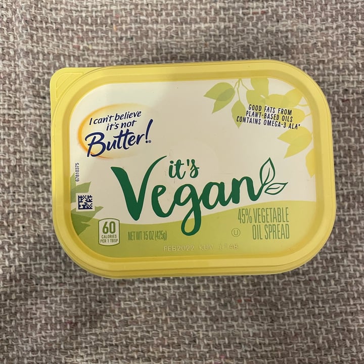 I Can't Believe It's Not Butter! It's Vegan (45 Vegetable Oil Spread