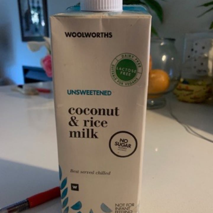 Woolworths Food Unsweetened Coconut & Rice Milk Review abillion