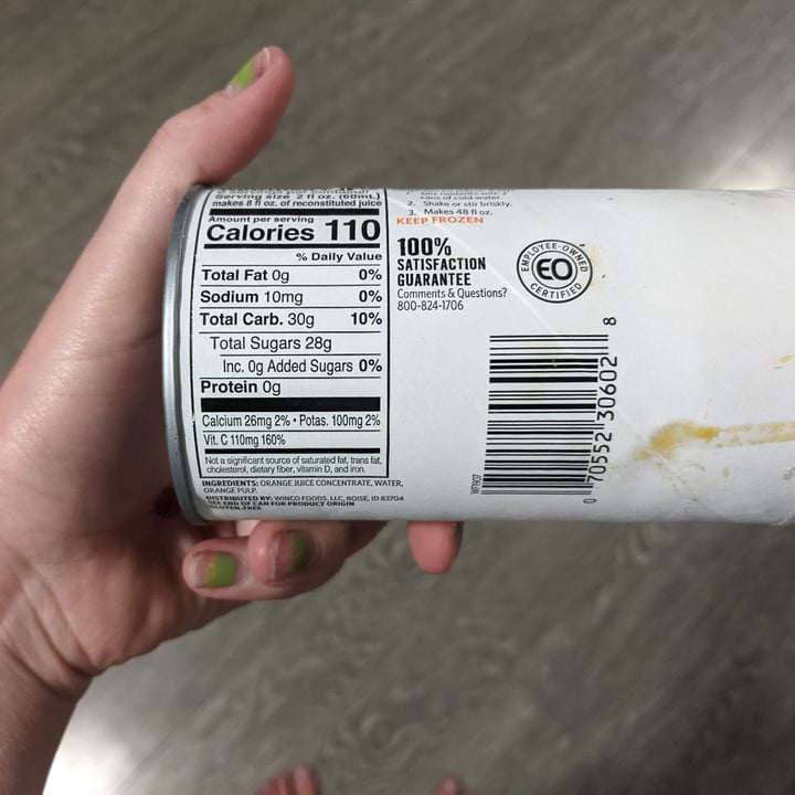 WinCo Foods Orange Juice 100 Juice Frozen Concentrate Country Style