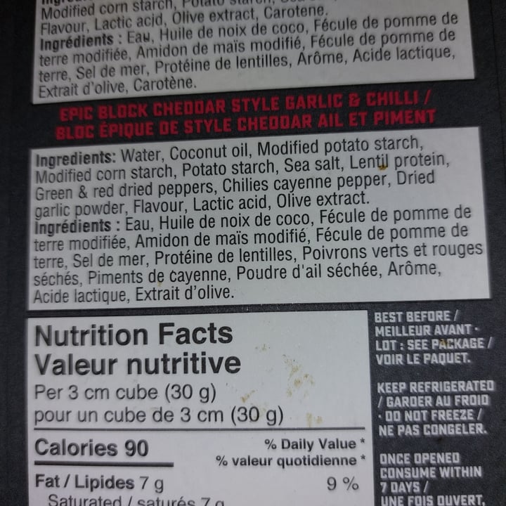 review photo of Violife Epic Block Cheddar Style Garlic & Chilli shared by @hbchic on 04 Jan 2022 - review