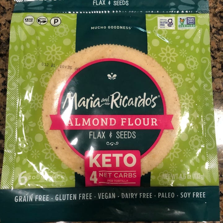 Maria and Ricardo’s Almond flour keto tortilla flax & seeds Review