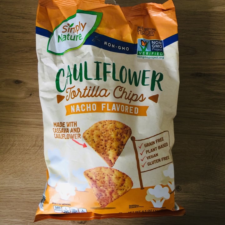 Simply Nature Cauliflower tortilla chips nacho flavored Review abillion