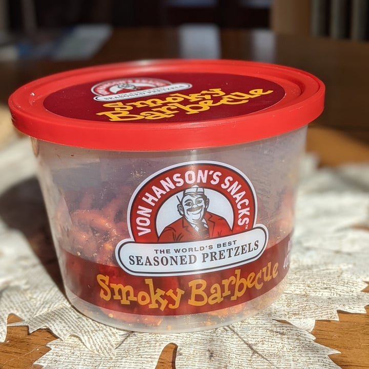 Von Hanson's Snacks Smoky Barbecue Seasoned Pretzels Review abillion