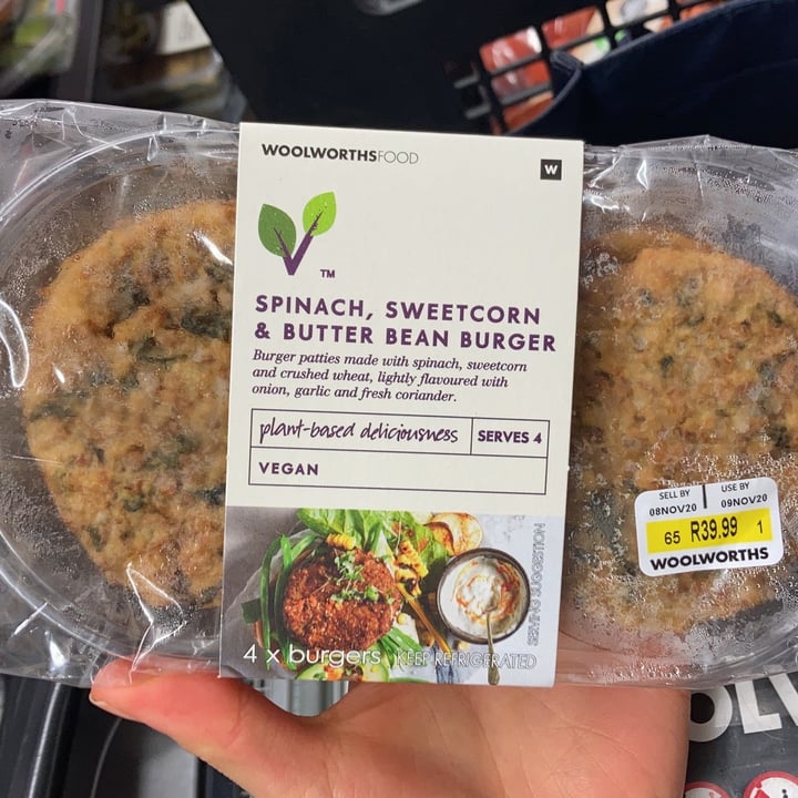 Woolworths Food Spinach, Sweetcorn & Butter Bean Burger Review abillion