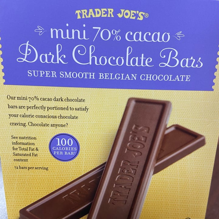 Trader Joe's Mini 70 Cacao Dark Chocolate Bars Review abillion