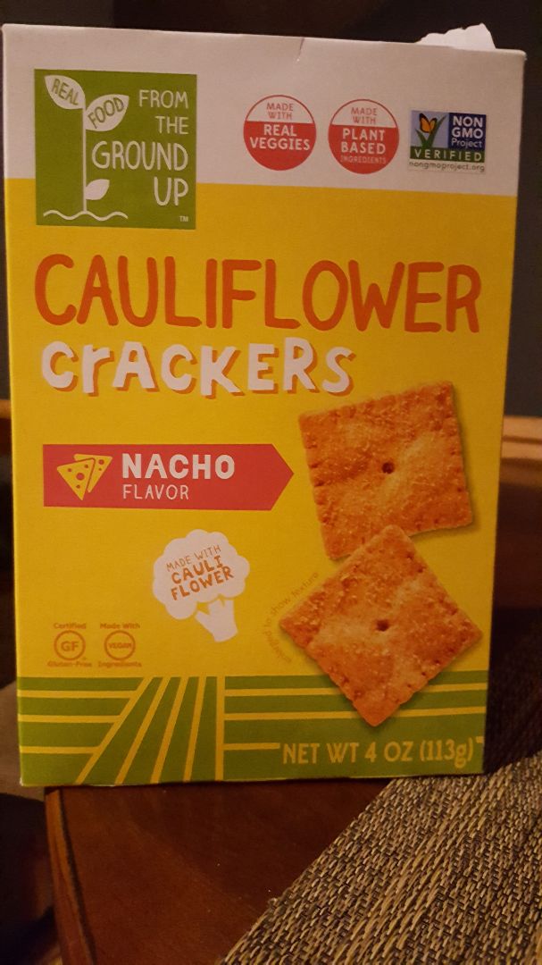 Real Food From The Ground Up Cauliflower Crackers Nacho Flavor Review