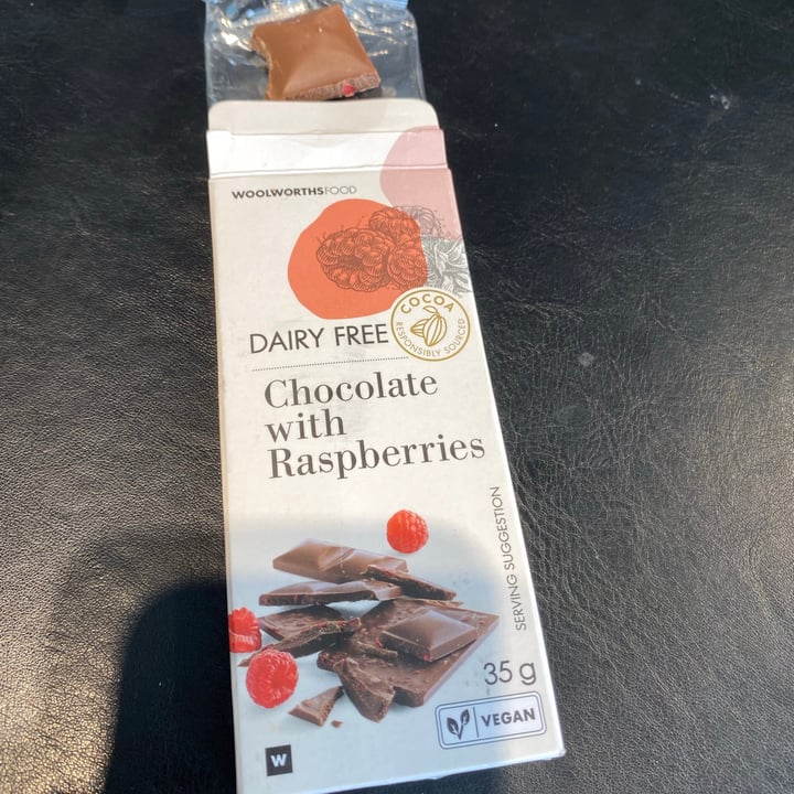 Woolworths Food Dairy free chocolate with Rasberries Review abillion