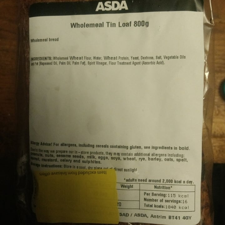 ASDA wholemeal tin loaf Reviews abillion