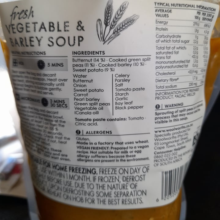 Woolworths Food Barley and Vegetable Soup Review abillion