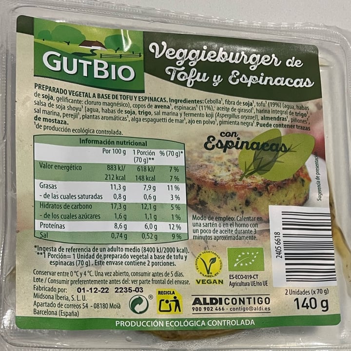 review photo of GutBio Burger de tofu y espinacas shared by @tmb7 on 22 Oct 2022 - review