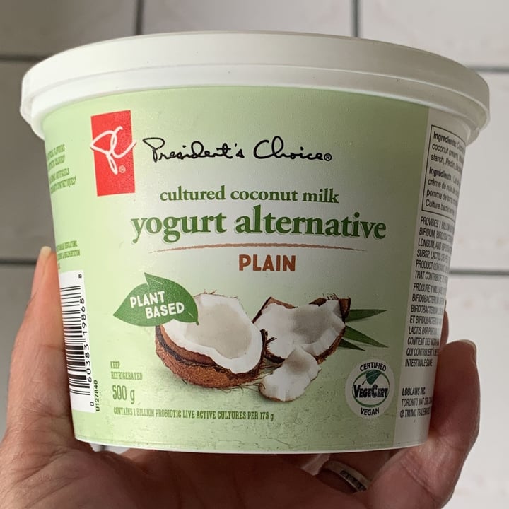 PC President’s Choice Cultured coconut milk yogurt alternative PLAIN