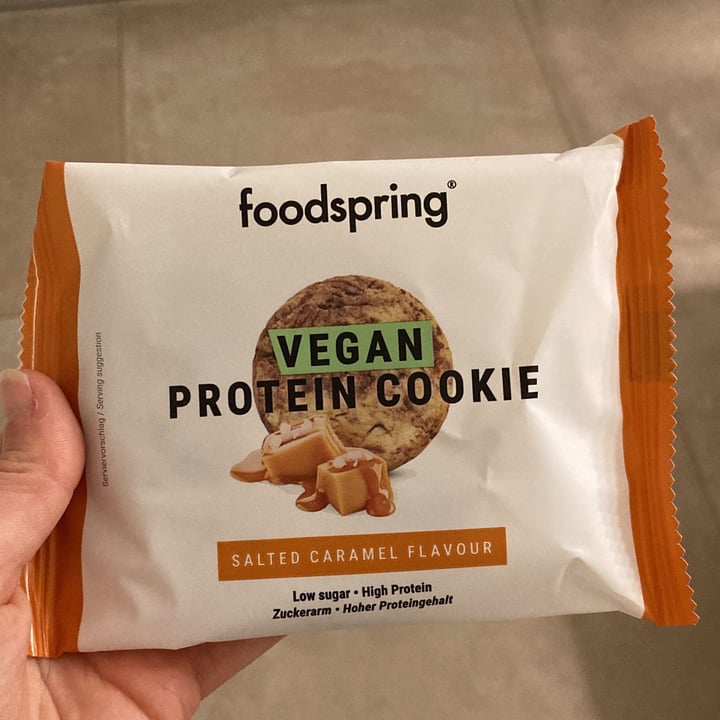 Foodspring vegan protein cookie salted caramel flavor Review abillion
