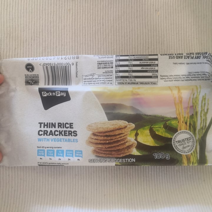Pick n Pay Thin Rice Crackers With Vegetables Review abillion