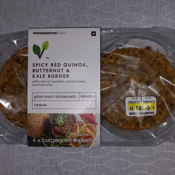 Woolworths Food Spicy Red Quinoa, Butternut and Kale burger Review