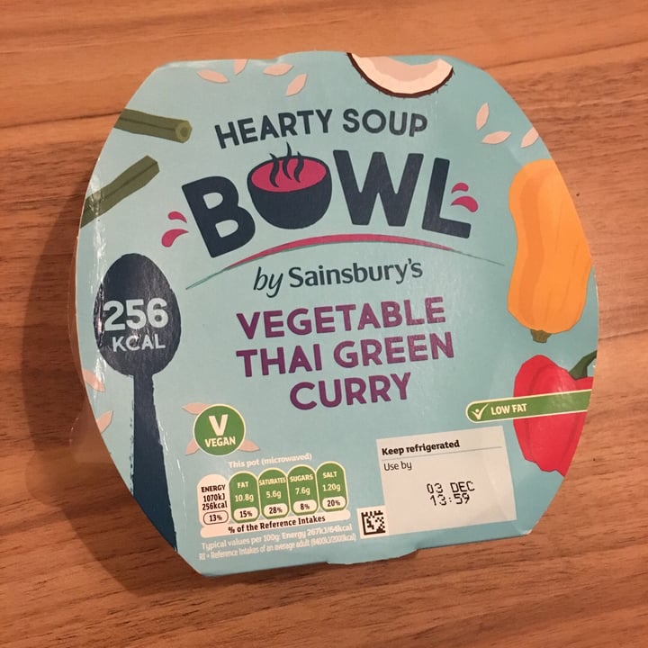 Sainsbury's Vegetable Thai Green Curry Hearty Soup Bowl Review abillion