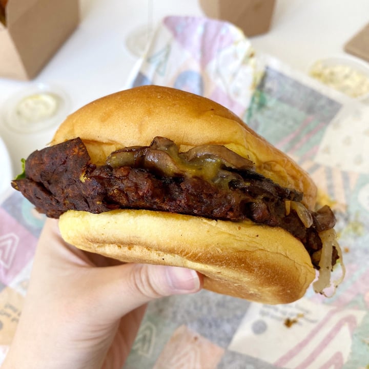 V Burger Lower Mount Royal, Calgary, Canada Creamy Mushroom Burger