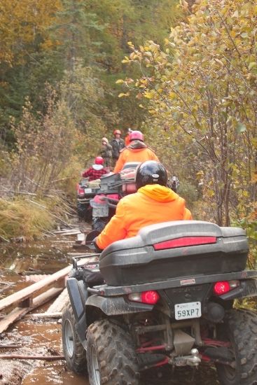 A group of hunters out for the day on the quads near the Algoma Motel in Ontario Canada