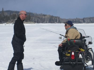Ice Anglers out for a day of fishing on Wawa Lake near the Algoma Motel in Wawa Canada