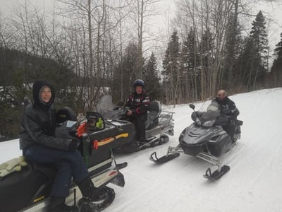 Happy customers on their way to a day of ice fishing near Wawa Ontario Canada and the Algoma Motel