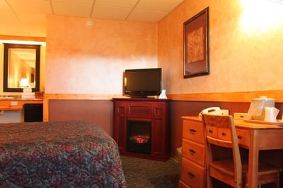 Wide angle view of a room at Algoma Motel, Wawa, Ontario, Canada
