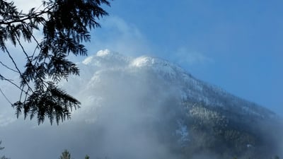 View of Griffin Mountain from along the Eagle View Trail near Griffin Lake Cabins