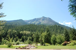 View of Griffin Mountain from cabin rental unit.