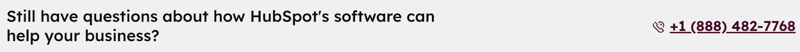 call to talk to sales at the bottom of HubSpot's Marketing Hub pricing page