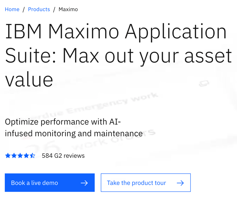screenshot of calls-to-action featured on IBM's B2B website