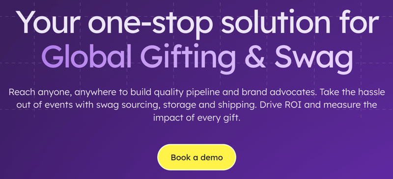 homepage hero message and supporting copy for B2B gifting and swag company Reachdesk