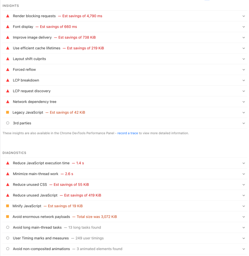 insights and diagnostics for GE.com via Google's PageSpeed Insights tool