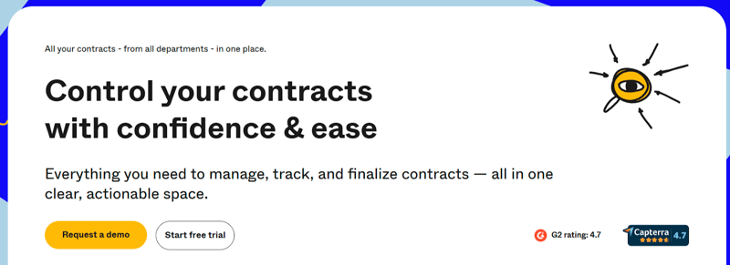 Contactbook's website hero message featuring specific, low-friction calls-to-action
