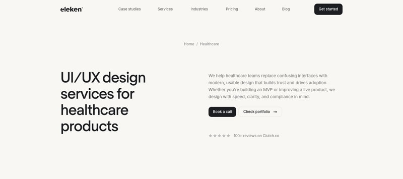 Eleken UI/UX design services for healthcare products page