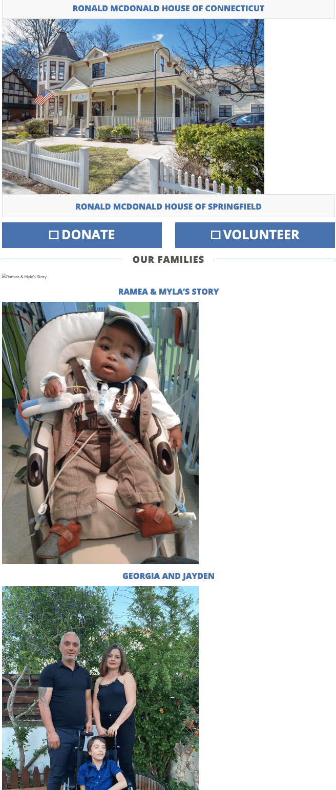 screenshot of homepage of Ronald McDonald House Charities in 2021
