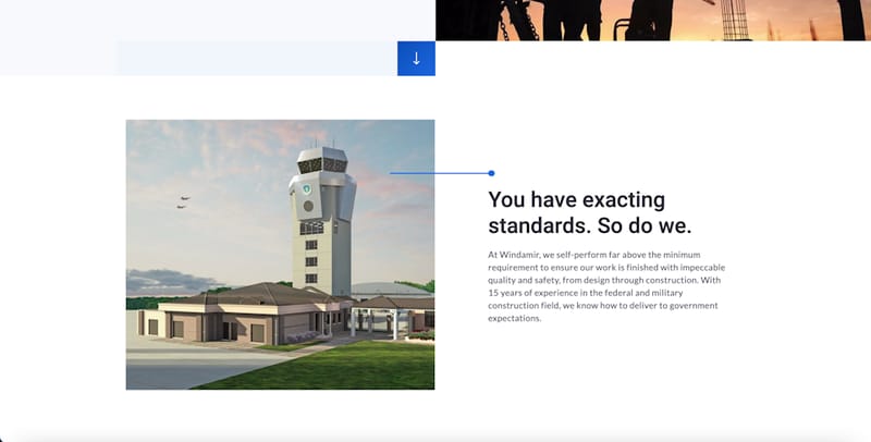Windamir website web design leading content block