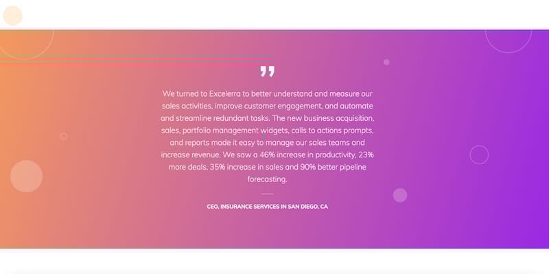 Excelerra Software block testimonial homepage