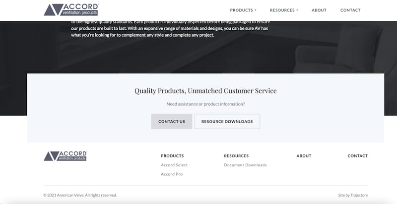 Accord Ventilation homepage call to action