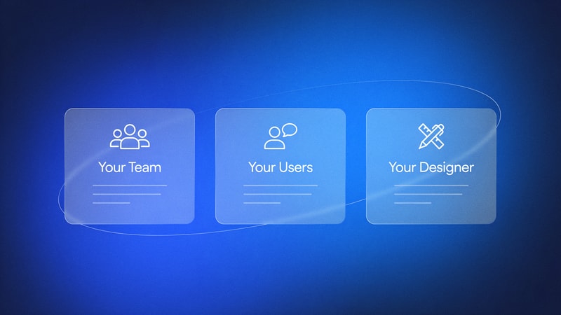 A diagram showing the three groups to ask website redesign questions: your team, your users, and your designer