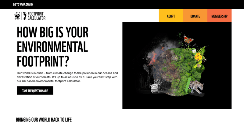 World Wildlife Fund carbon footprint calculator example